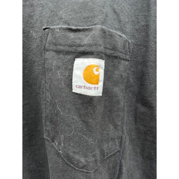 Carhartt Mens Black Long Sleeve Henley Shirt 2XL Tall Original Fit Cotton Blend - Picture 2 of 4